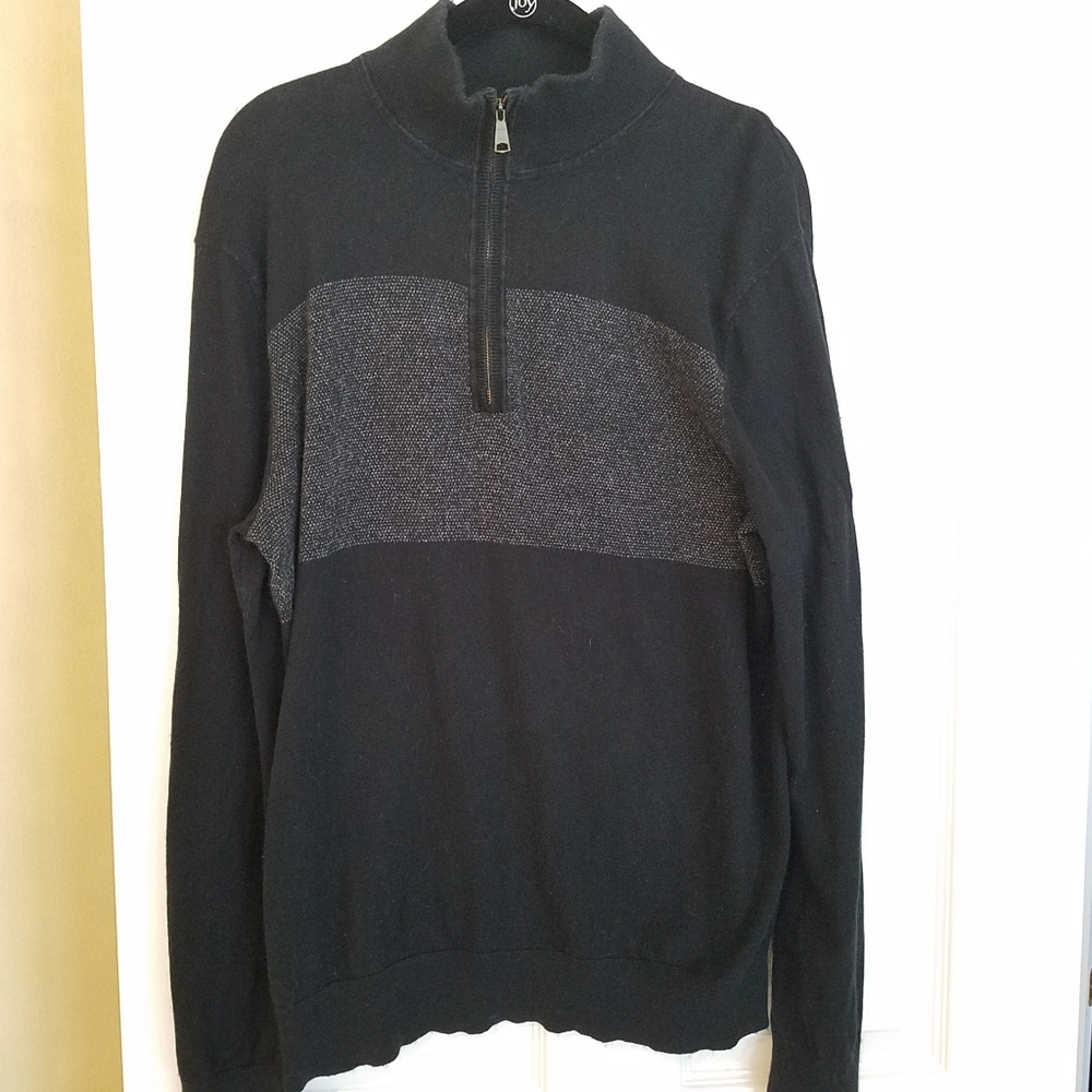 Banana Republic cashmere blend black gray zip sweater L